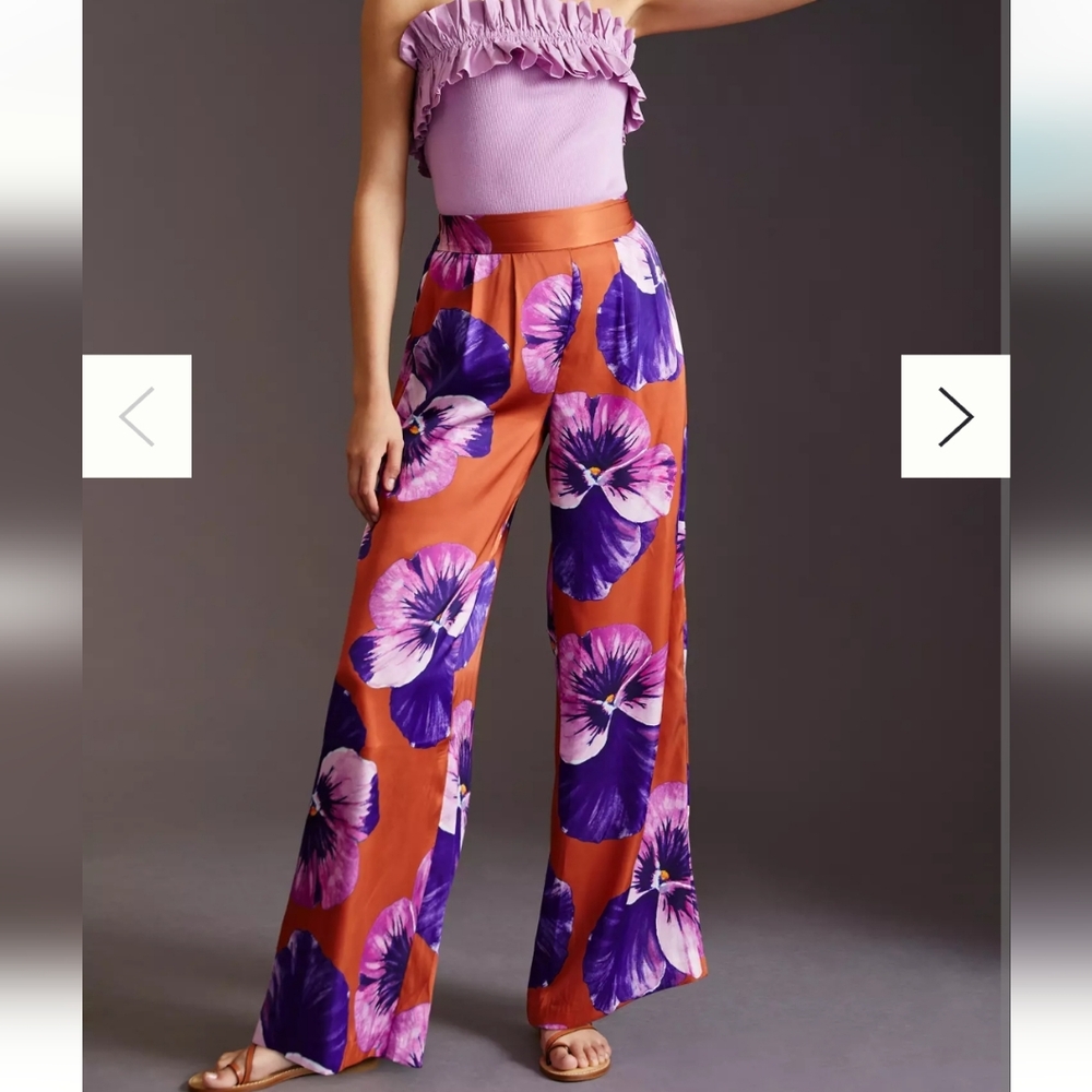 Anthropologie-Hutch Floral Satin Pants